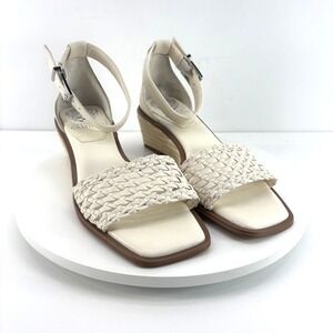 Vince Camuto Bretandi Espadrille Wedge Sandals Braid White/Cream Leather Strap 6